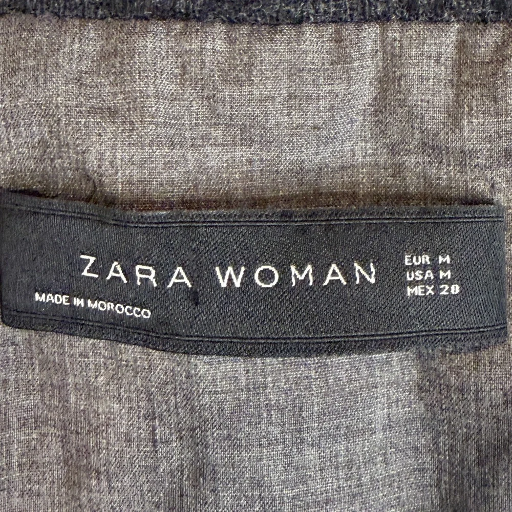 Zara Woman Gray Wool Blend Short Sleeve Cocoon Coat Jacket Funnel Neck M